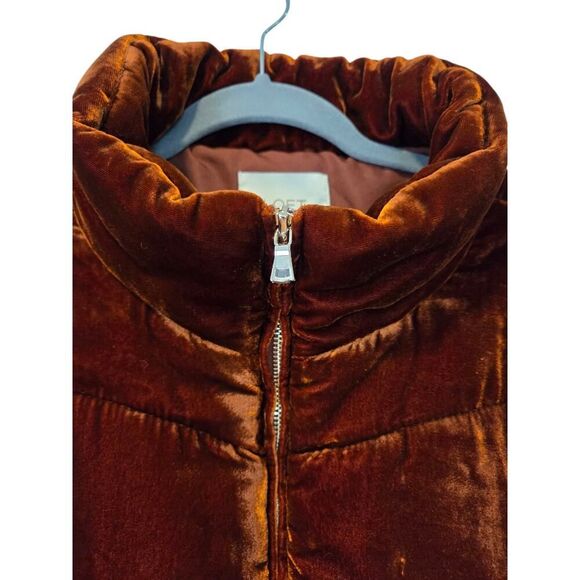 Loft Puffer Vest Women's Quilted Design Pockets Full Zip Rust Orange Velvet | L - Picture 13 of 13
